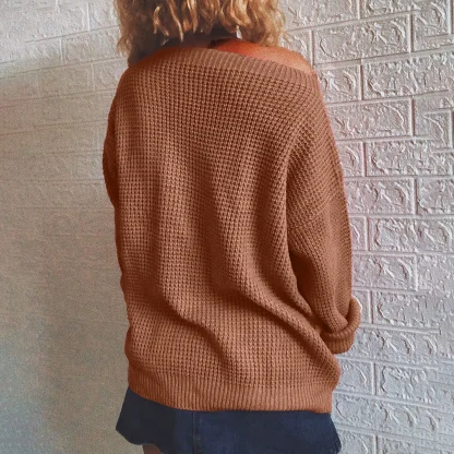 Casual Slash Off Shoulder Sweater - Image 4