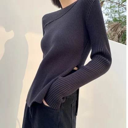 Slit Chic Off Shoulder Sweater - Image 2