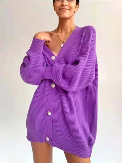 Oversized Cardigan Off Shoulder Sweater