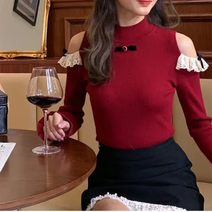 Chic Fitted Open Shoulder Sweater - Image 3