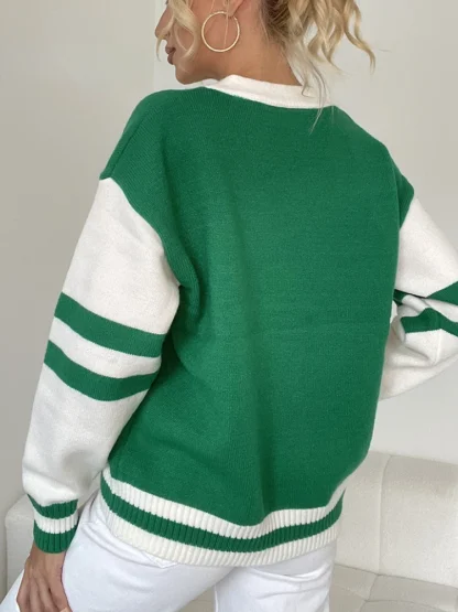 Button Down Off Shoulder Sweater - Image 4