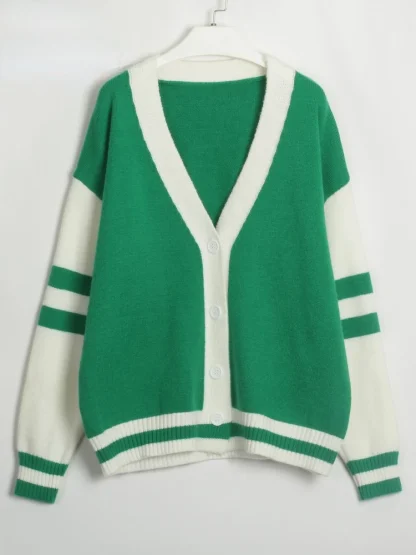 Button Down Off Shoulder Sweater - Image 5