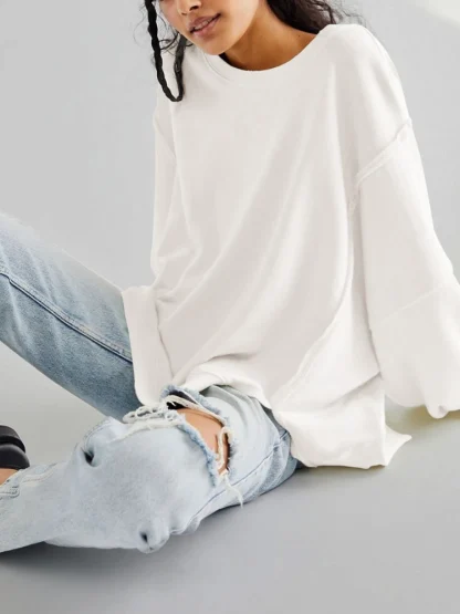 Relaxed Fit Off Shoulder Sweater - Image 4