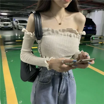 Stylish Wrap Off Shoulder Sweater - Image 6
