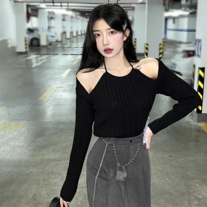 Knitted Solid Off Shoulder Sweater